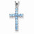 14k White Gold Blue Topaz Cross pendant, Dazzling Pendants for Necklace
