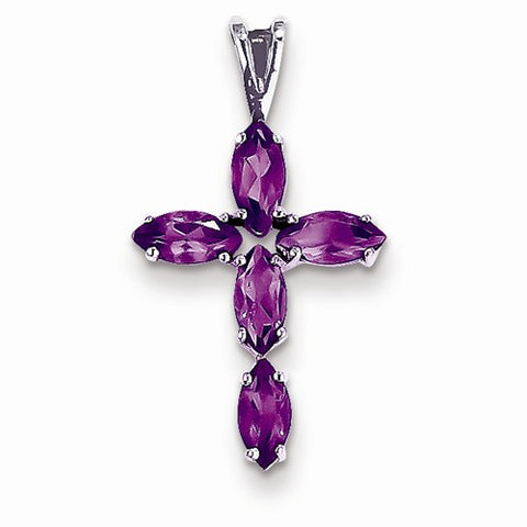 14k White Gold Amethyst Cross pendant, Exquisite Pendants for Necklace