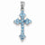 14k White Gold Blue Topaz Budded Cross Pendant, Pendants for Necklace