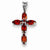 14k White Gold Garnet Cross pendant, Fine Pendants for Necklace