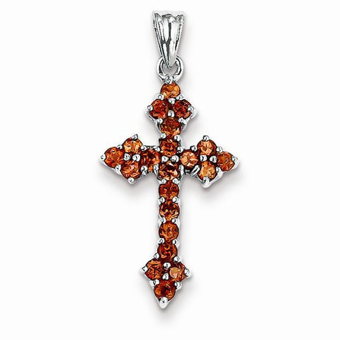 14k White Gold Garnet Cross pendant, Pendants for Necklace