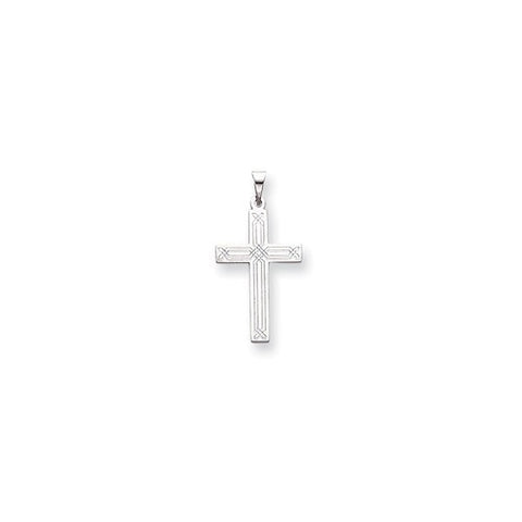 14k White Gold Solid Cross Pendant, Lovely Pendants for Necklace