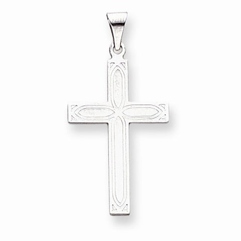 14k White Gold Solid Cross Pendant, Classy Pendants for Necklace