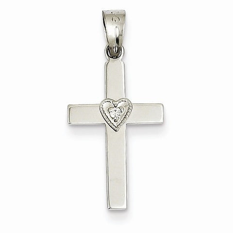 14k White Gold .01ct Diamond Heart Cross pendant, Gorgeous Pendants for Necklace