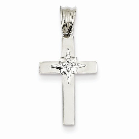 14k White Gold .01ct Diamond Cross pendant, Stylish Pendants for Necklace