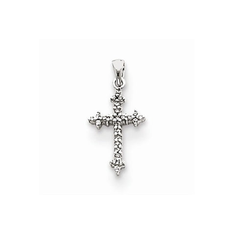 14k White Gold Diamond Fleur De Lis Cross Pendant, Pendants for Necklace