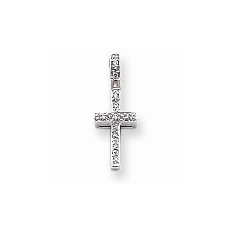 14k White Gold Diamond Latin Cross Pendant, Charm