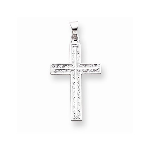 14k White Gold Solid Cross Pendant, Classy Pendants for Necklace