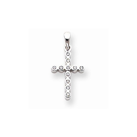 14k White Gold Diamond Cross Pendant, Delightful Pendants for Necklace