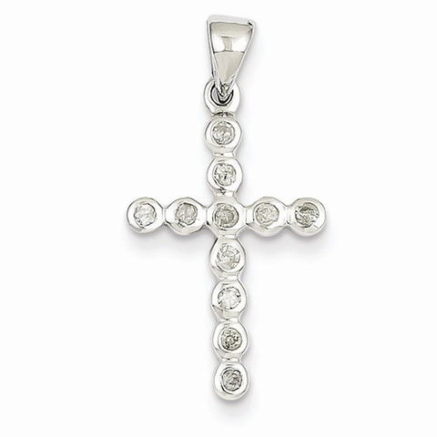 14k White Gold Diamond Cross Pendant, Exquisite Pendants for Necklace