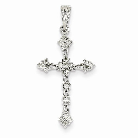 14k White Gold Diamond Cross pendant, Fine Pendants for Necklace