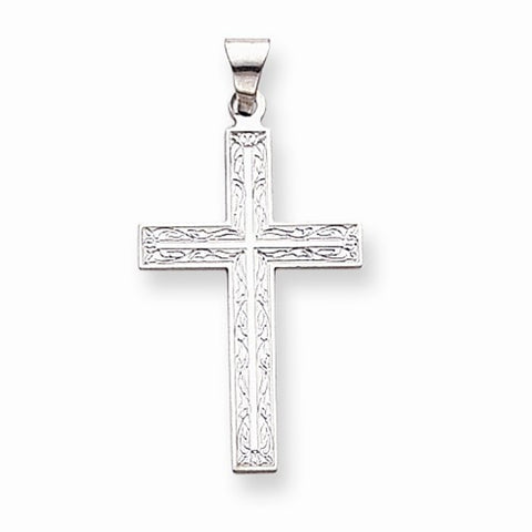 14k White Gold Solid Cross Pendant, Beautiful Pendants for Necklace