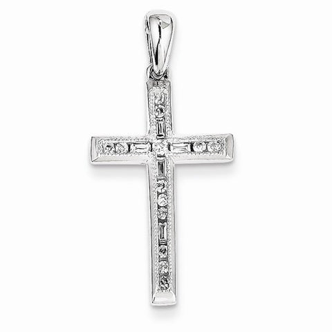 14k White Gold Diamond Latin Cross pendant, Classy Pendants for Necklace
