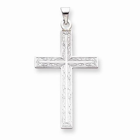 14k White Gold Solid Cross Pendant, Lovely Pendants for Necklace
