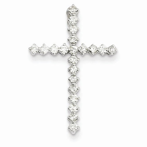 14k White Gold Diamond Cross pendant, Charm