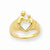 14k Yellow Gold Heart Shaped Diamond Mother & Child Ring