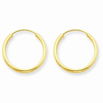 14k Yellow Gold 1.5mm Polished Round Endless Hoop Earrings