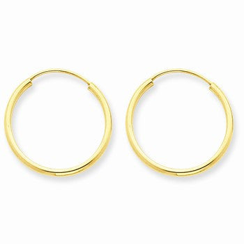 14k Yellow Gold 1.5mm Polished Round Endless Hoop Earrings