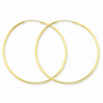 14k Yellow Gold 1.5mm Polished Round Endless Hoop Earrings
