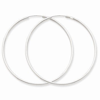 14k White Gold 1.5mm Polished Endless Hoop Earrings