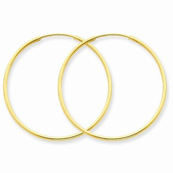 14k Yellow Gold 1.25mm Endless Hoop Earring, Jewelry Earrings