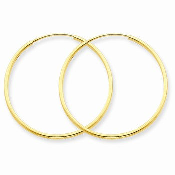 14k Yellow Gold 1.25mm Endless Hoop Earring, Jewelry Earrings