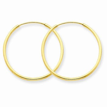 14k Yellow Gold 1.25mm Endless Hoop Earring, Jewelry Earrings