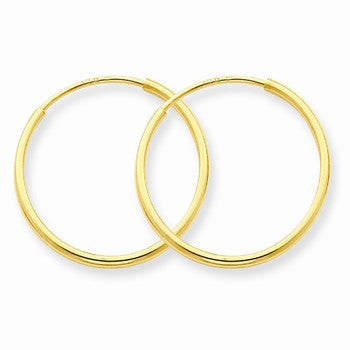 14k Yellow Gold 1.25mm Endless Hoop Earring, Jewelry Earrings