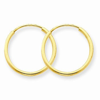 14k Yellow Gold 1.25mm Endless Hoop Earring, Jewelry Earrings