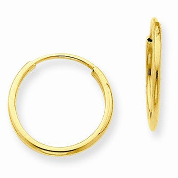 14k Yellow Gold 1.25mm Endless Hoop Earring, Jewelry Earrings