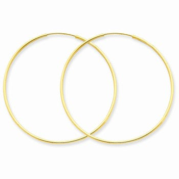 14k Yellow Gold 1.25mm Endless Hoop Earring, Jewelry Earrings