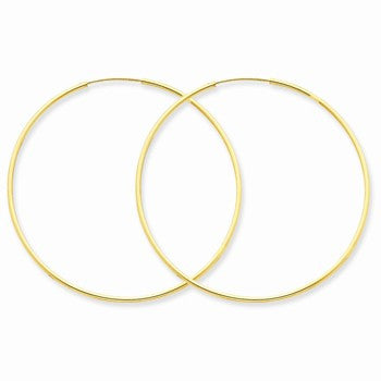 14k Yellow Gold 1.25mm Endless Hoop Earring, Jewelry Earrings