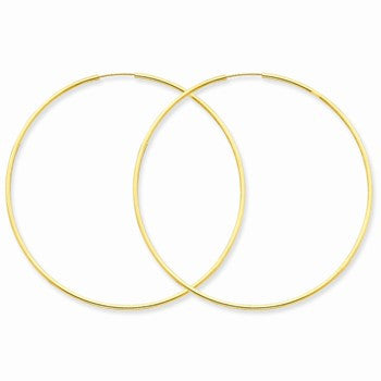 14k Yellow Gold 1.25mm Endless Hoop Earring, Jewelry Earrings