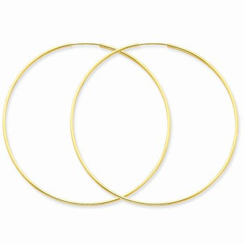 14k Yellow Gold 1.25mm Endless Hoop Earring, Jewelry Earrings