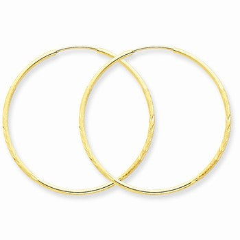 14k Yellow Gold 1.25mm Diamond-cut Endless Hoop Earring, Jewelry Earrings