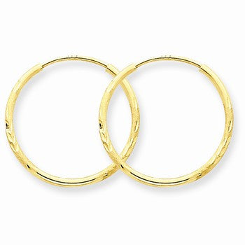 14k Yellow Gold 1.25mm Diamond-cut Endless Hoop Earring, Jewelry Earrings