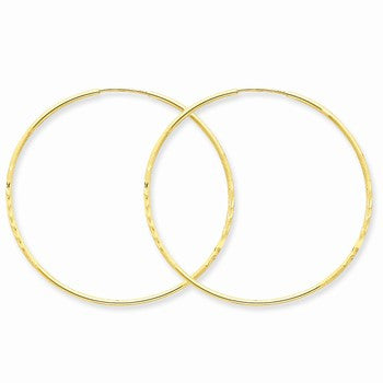 14k Yellow Gold 1.25mm Diamond-cut Endless Hoop Earring, Jewelry Earrings