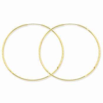 14k Yellow Gold 1.25mm Diamond-cut Endless Hoop Earring, Jewelry Earrings