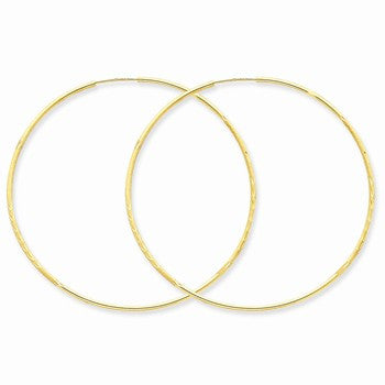 14k Yellow Gold 1.25mm Diamond-cut Endless Hoop Earring, Jewelry Earrings
