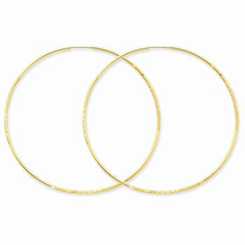 14k Yellow Gold 1.25mm Diamond-cut Endless Hoop Earring, Jewelry Earrings