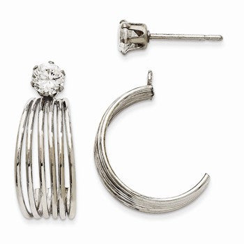14k White Gold Polished w/CZ Stud Earring Jackets