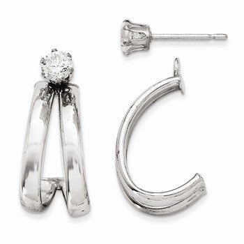 14k White Gold Polished w/CZ Stud Earring Jackets