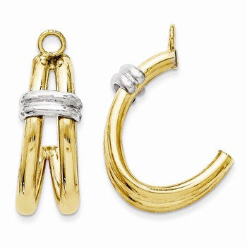 14k Two-tone Polished Double J-Hoop Earring Jackets