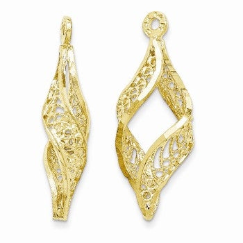 14k Yellow Gold Polished Filigree Swirl Earring Jackets