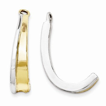 14k Yellow Gold Polished Rhodium J-Hoop Earring Jackets