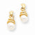 14k Yellow Gold Swirl Cultured Pearl Earrings