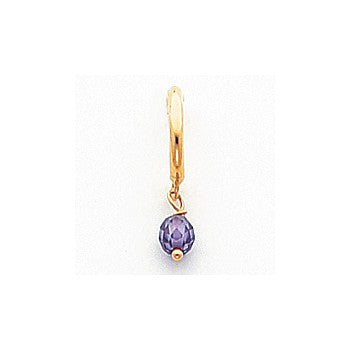 14k Yellow Gold Purple CZ Dangle Half Hoop Earrings
