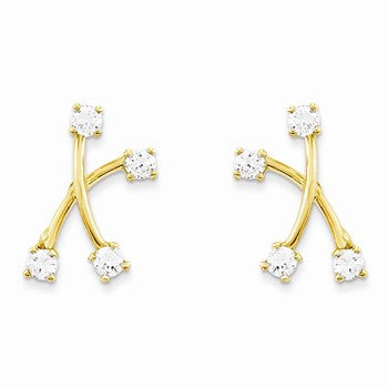 14k Yellow Gold CZ X Earrings