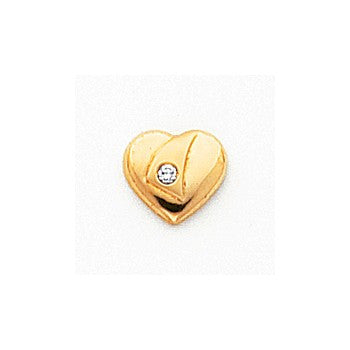 14k Yellow Gold CZ Heart Earrings