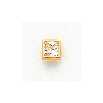 14k Yellow Gold Square CZ Earrings